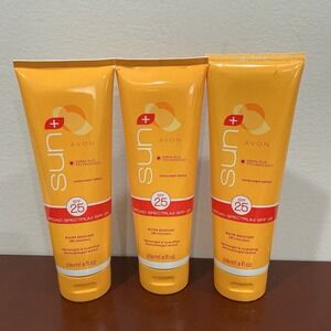 Avon  Sun + Broad Spectrum SPF 25 Sunscreen Lotion 8 oz Water Resistant Lot Of 3